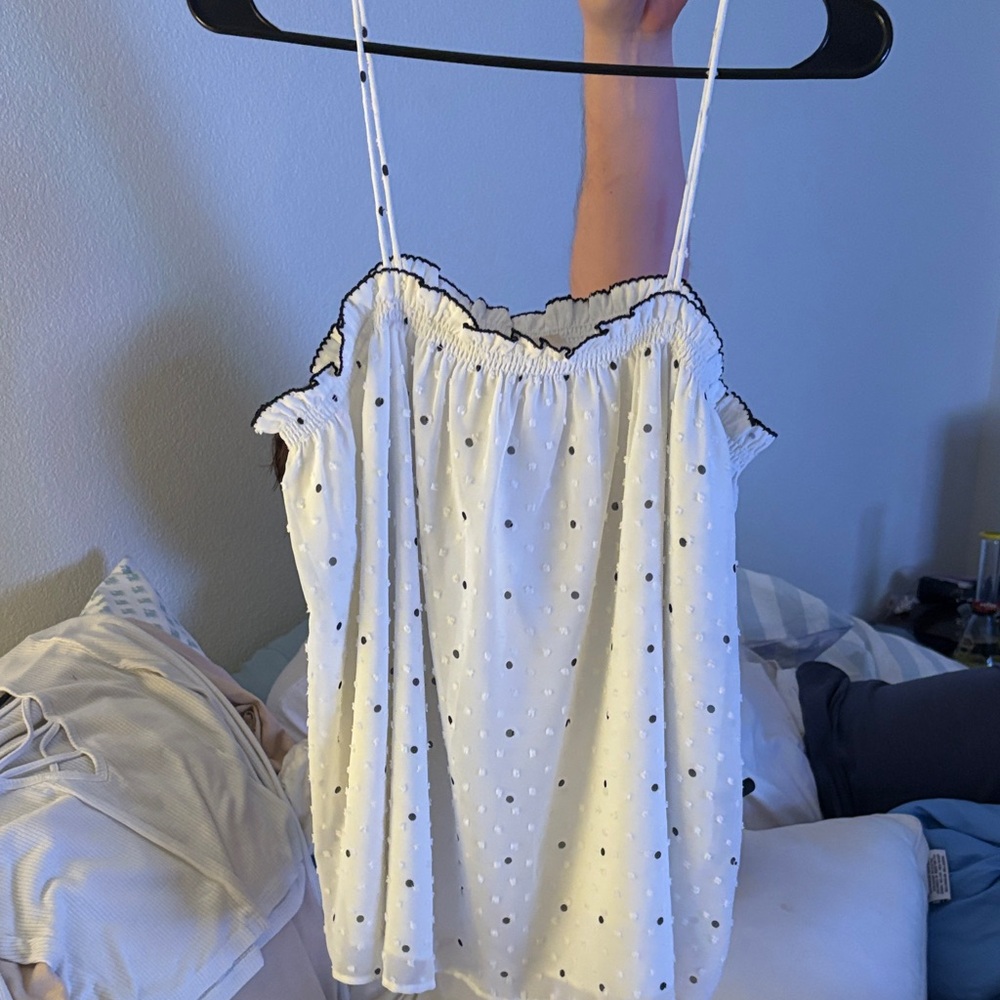 LOFT White and Black Polka Dot Camisole